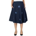 thumbnail image 6 of Bimba Denim Skirt Elastic Back Waist A-line Skirts with Star Applique Patches, 6 of 9