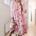thumbnail image 4 of Qarigey Vestido Midi de manga larga estampado cuello gran columpio cintura alta ropa de mujer Vestidos Rosado XXL, 4 of 8