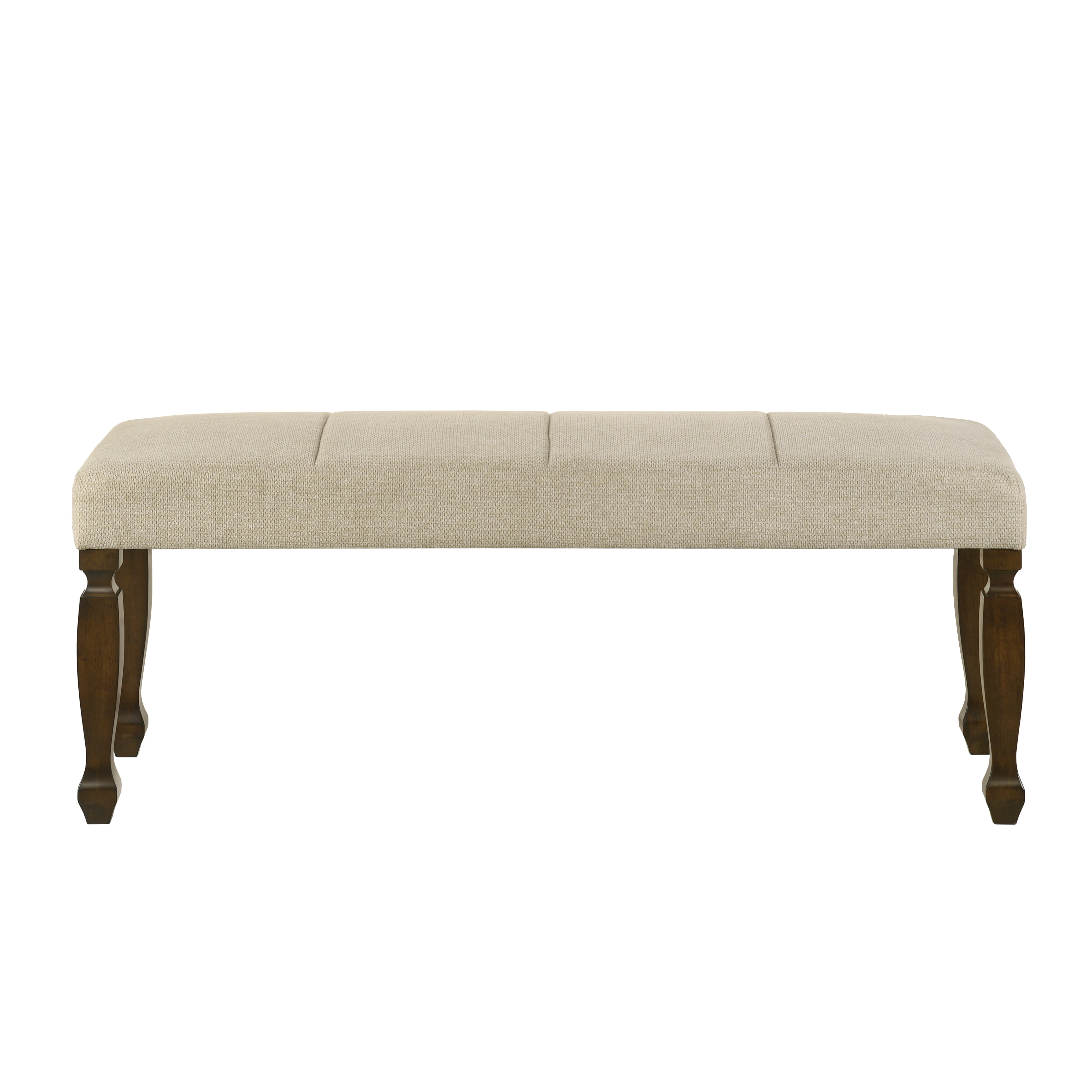 Roundhill Furniture Rowan Upholstered Turned Leg Wood Dining Bench, Beige
