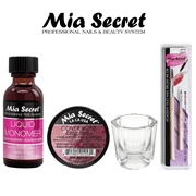 Mia Secret - Liquid Monomer 1oz & Cover Rose Acrylic Powder 0.5 oz + Dappen Dish + Academic Duo Nail Brush #8 OR- Combo