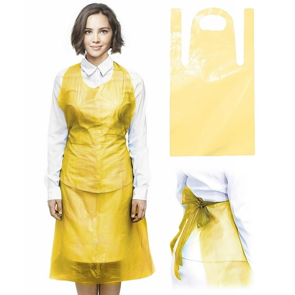 Liquid-Proof Disposable Polyethylene Apron, Yellow, 28 x 46 Inch, 1000 Count