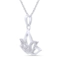 thumbnail image 2 of AFFY Natural Diamond Accent Outline Lotus Flower Pendant Necklace in 14k White Gold Over Sterling Silver, 2 of 7