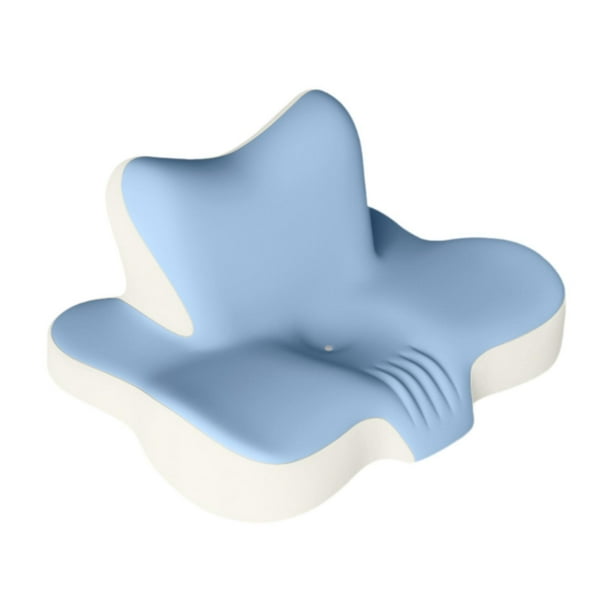 Almohada para el cuello, almohada para cama, cómoda, espuma viscoelástica, suave, versátil, ergonómica, cervical Azul Beige