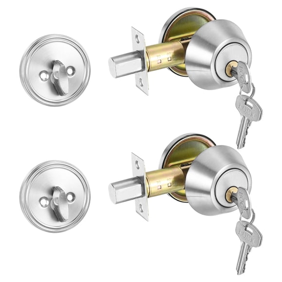 PATIKIL Single Cylinder Deadbolts 2 Pack Exterior Door Locks with Different Keys Security Entry Door Knob with Lock Front Door Locks for Exterior Doo