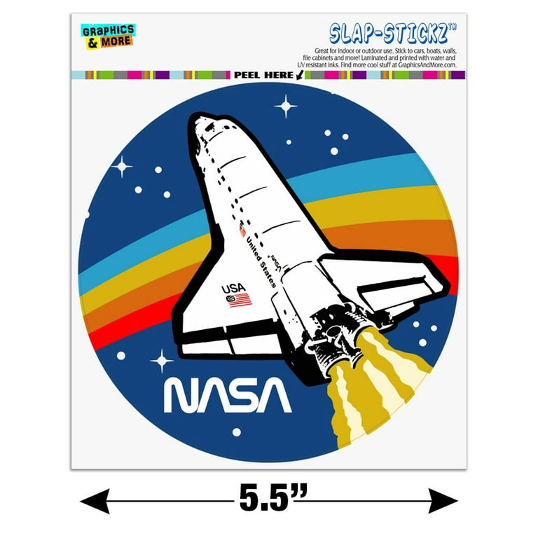 NASA Logo Over Space Shuttle with Rainbow Automotive Car Window Locker  Circle Bumper Sticker 
