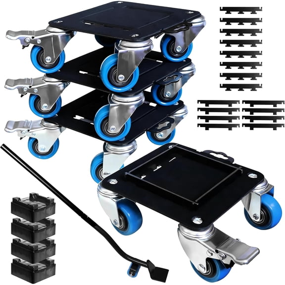 Heavy Duty Furniture Dolly, Furniture Movers with 4 Wheels, Carbon Steel Panel Moving Dolly, 3000 lbs Furniture Lifter Moving Tool Set for Safe Box, Pool Table, Refrigerator, Blue