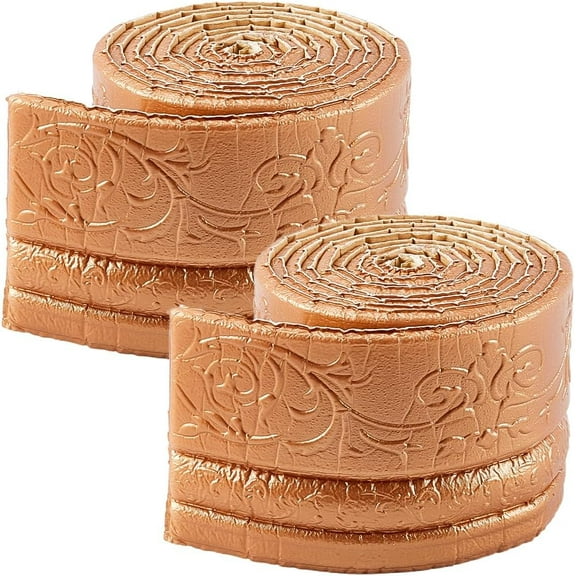 2 Rolls 91x4 Inch Peel and Stick Chocolate 3D Wall Edging Foam Crown Molding Flexible Wallpaper Border Mirror Edging Frame Line Wall Base Ceiling Baseboard DIY Furniture Home Decor