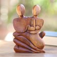 thumbnail image 3 of NOVICA Artisan Handmade Wood Statuette Unique Sculpture from Indonesia Brown Family [7.75in H x 5in W x 2in D] ' Family Love', 3 of 6