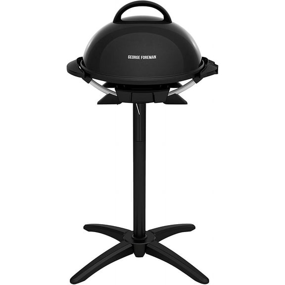 George Foreman Indoor/Outdoor Electric Patio Grill, Apartment Approved, 15-Serving, Removable Stand, Black