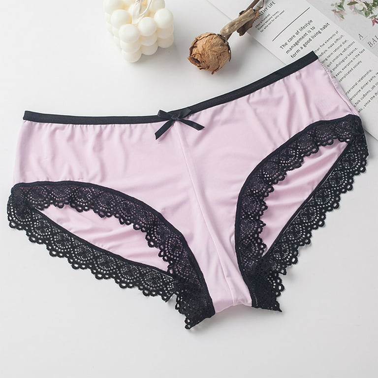 eczipvz Cotton Underwear for Women Lace Hollowed Out Mesh Panties Women Mid  Waist Cotton Bottom Crotch Girl Briefs Pink,XL