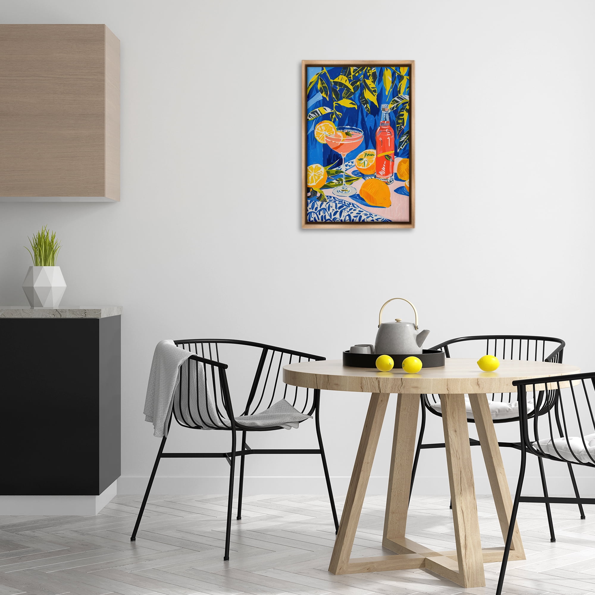 Stupell Industries Citrus Cocktail Still Life Food & Beverage Painting Brown Floater Framed Canvas Art Print Wall Art, 17 x 25