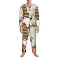 thumbnail image 3 of Hirioo Gnome Holding A Pumpkin for Men's Pajama Sets 2 Piece Pjs Men's Long-Sleeved Pajama Set Button Down Sleepwear,S-XXL-Medium, 3 of 7