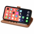thumbnail image 6 of Wallet Case for iPhone 15 Plus Magnetic Clasp Folio Kickstand Premium Leather Case with Hand Strap, [RFID Blocking] Credit Card Slots Shockproof TPU Inner Cover For iPhone 15 Plus, Brown, 6 of 9