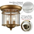 thumbnail image 5 of Antiqued Gold Flush Mount Ceiling Light Glass Shade Mid Century Modern 2-Light, 5 of 7