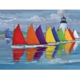 thumbnail image 2 of Brent, Paul 14x12 Gold Ornate Wood Framed with Double Matting Museum Art Print Titled - Rainbow Fleet, 2 of 4