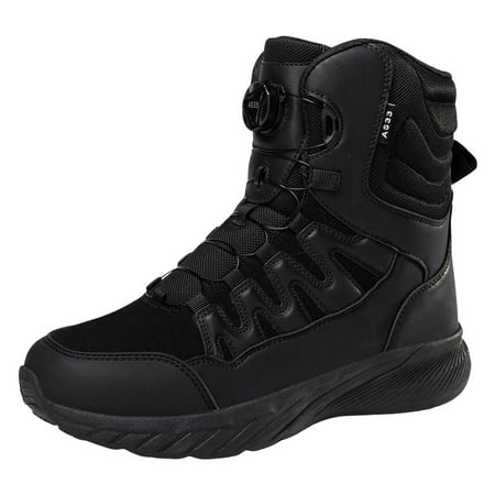 

Vedolay Men s Military Tactical Work Boots Side Zipper Leather Motorcycle Combat Boots (Black 10)