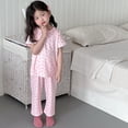thumbnail image 2 of SJLDQY Girls Floral Printed Pajama Sets Long Sleeve Shirts Pants 2 Piece Sets Casual Sleepwear Breathable Soft Pj Sets, 2 of 4
