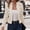 Beige, variant on Drovellove Plus Size Women's Cropped Suede Jacket with Double Breasted Military Buttons and Stand Collar | Long Sleeve Faux Suede Blazer for Casual Outings, Daily Commute, or Semi Formal Nights Out