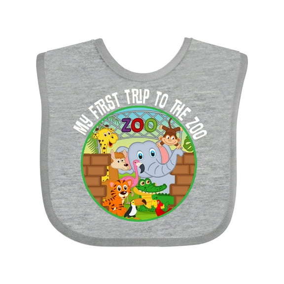 Inktastic 1st Trip to Zoo Animals Boys or Girls Baby Bib