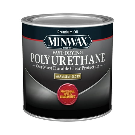 Minwax 230054444 Fast-Drying Polyurethane, Warm Semi-Gloss, Clear, 1/2 Pint, (1 Piece, 1 Pack)