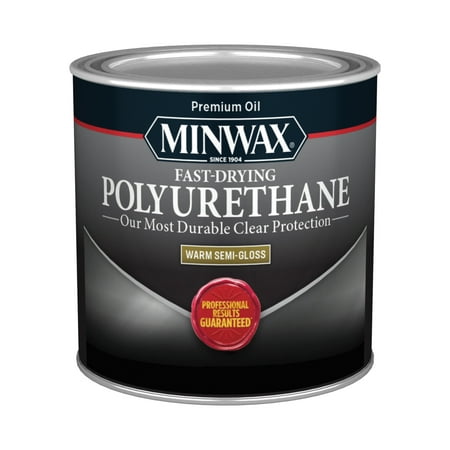 Minwax 230054444 Fast-Drying Polyurethane, Warm Semi-Gloss, Clear, 1/2 Pint, (1 Piece, 1 Pack)