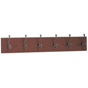 Safco 6-Hook Wood Wall Rack, Mahogany Base, Chrome Hook, 1 Each (Quantity)