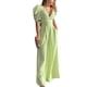 thumbnail image 2 of TRKIYQC Mono de una pieza con cuello en V profundo y manga bombada para mujer, sexy, elegante, con lazo en la cintura (verde claro, M) TRKIYQC Moda，ocio, 2 of 5