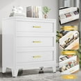 thumbnail image 4 of Metal Dressers with 3 Drawers,Tall Wide Deep Dresser Chest of Drawers Cabinet, Storage Cabinet with Drawer Organizer Unit for Clothes, Bedroom, Living Room, Hallway, Entryway, 4 of 8