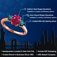 thumbnail image 2 of Gem Stone King 2.14 Ct Oval Red Ruby Blue Diamond 18K Rose Gold Plated Silver Ring, 2 of 6