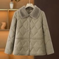 thumbnail image 2 of Women's Winter Thin Warm Jacket Coat Outerwear, Thermal Lightweight Casual Long Sleeve, Windproof Puffer Jacket for Cold Weather, Holiday Gift | CSEONE,Khaki XL, 2 of 9