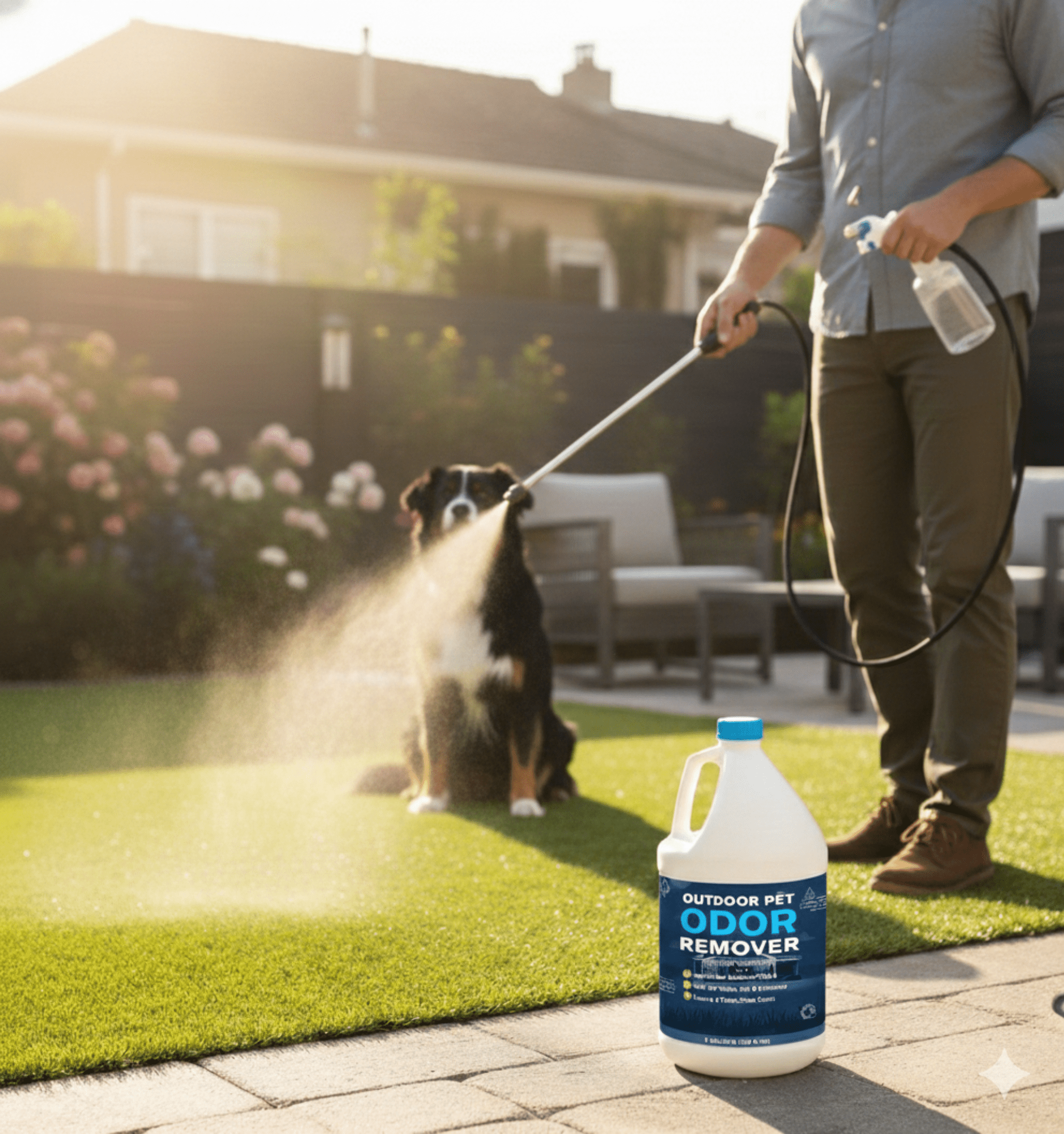 FreshFathom Pet Odor Remover Concentrate, Enzyme Formula for Outdoor Surfaces and Lawns, 1 Gallon