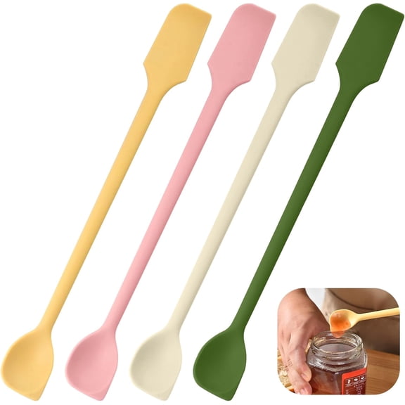 4 Pcs Mini Silicone Spatulas,Multifunctional Small Scrapers for Kitchen, Jars, Reusable Stirrer for Jam, Lotion,