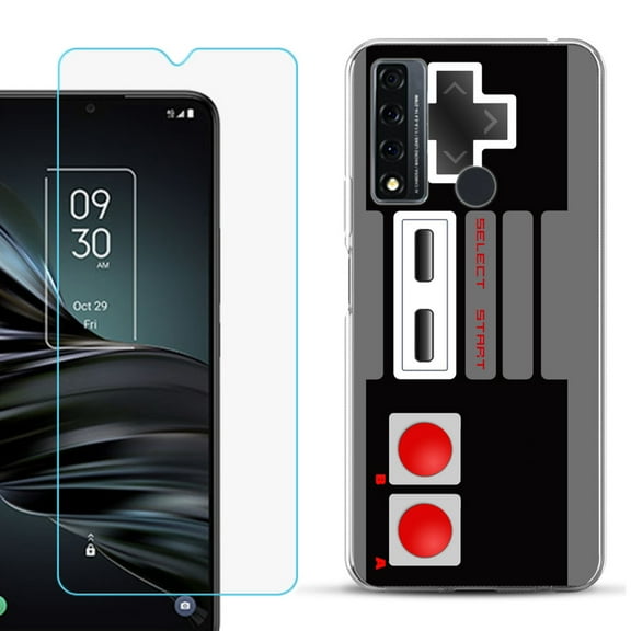 Slim-Fit Fashion Phone Case for TCL 20 XE, with Tempered Glass Screen Protector, by OneToughShield ® - Game Controller