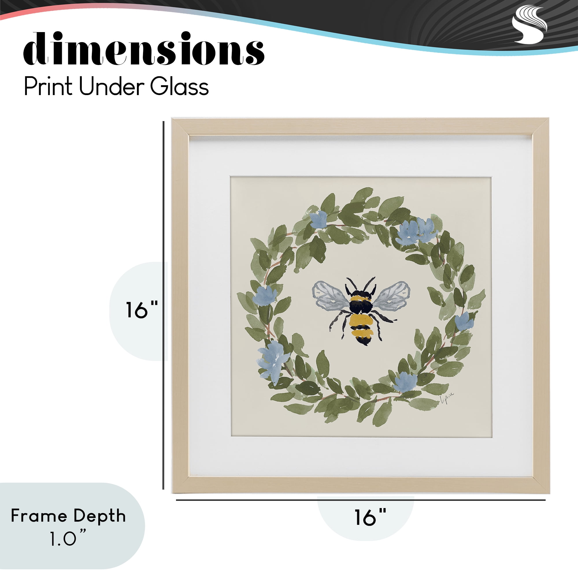 Stupell Industries Bee Celebration Wreath Birch Framed Print Under Glass, design by Lucille Price