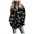 thumbnail image 1 of Pompotops Cardigan d'Hiver Chaud pour Femmes Manteau à Col Rabattu en Polaire Ouvert avec Poches Imprimé, 1 of 6