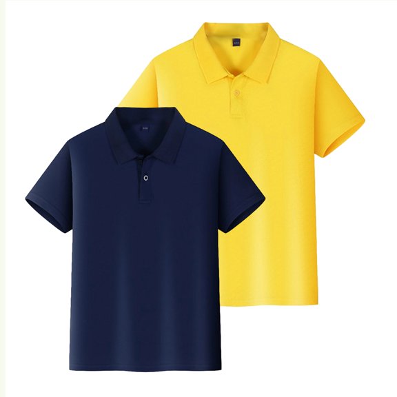 Boys Polo Shirts School Uniform Collared Tops Kids | breathable and Qick Dry, Classic Collared Design, 2 Pack Value Yellow 140