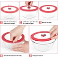 thumbnail image 3 of 4 Pack Replacement Lids for Pyrex 7201-PC 4 Cup Glass Containers Mixing Bowl Silicone Storage Cover Leakproof Red, 3 of 13