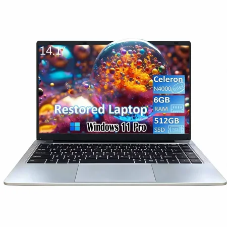 14.1" lightweight Laptop Computer Windows 11 Pro 6GB RAM 512GB SSD 2.6Ghz Intel Celeron N4000 Processor WiFi 5 BT4.2 Suitable for work Student Laptop