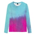 thumbnail image 3 of JINMGG Fall Tops for Women Fashion Women's Summer Round-Neck Long Sleeve Print Casual Outing Blouses Tops Blue S, 3 of 3