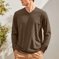 thumbnail image 7 of GrmtClth Mens Long Sleeve Shirts Comfortable V-Neck Breathable Top Solid Color Soft T-Shirts Slim Fit Clothing Coffee 5XL, 7 of 7
