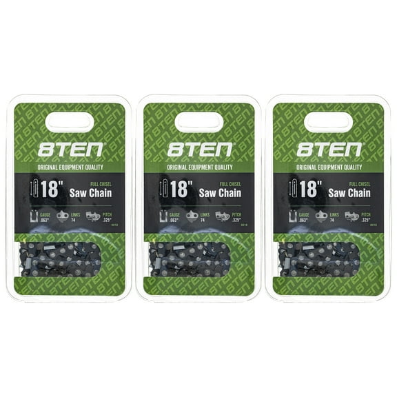 8TEN Chainsaw Chain 18 inch .063 .325 74DL for Stihl MS290 MS260 3 Pack 810-CCC2230H