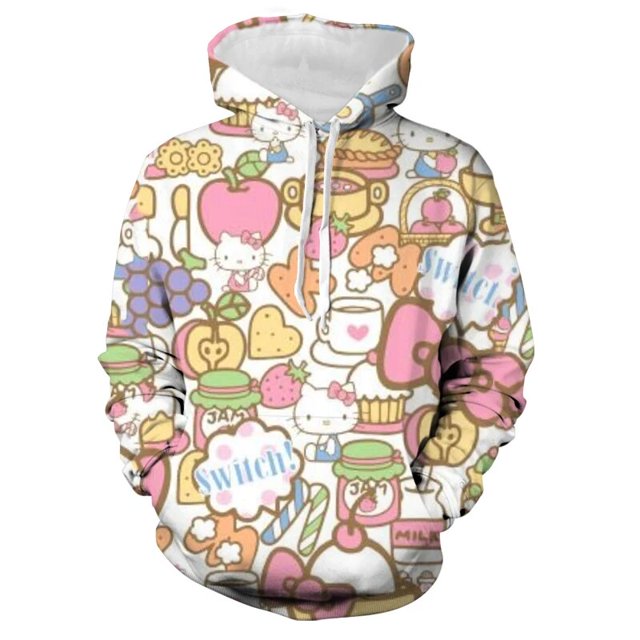 Chandail à Capuchon 3d Printemps et Automne Dames Hello Kitty Chandail à Capuche Mode Veste Décontractée Dames chandail Mignon Chandail pour Enfants