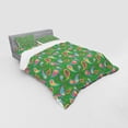 thumbnail image 3 of Paisley Duvet Cover Set, Teardrop Shape with Curved Tip and Simplistic Flower Blossom on Green Backdrop, Bedding Set with Shams and Fitted Sheet, 3 Sizes, by Ambesonne, 3 of 3