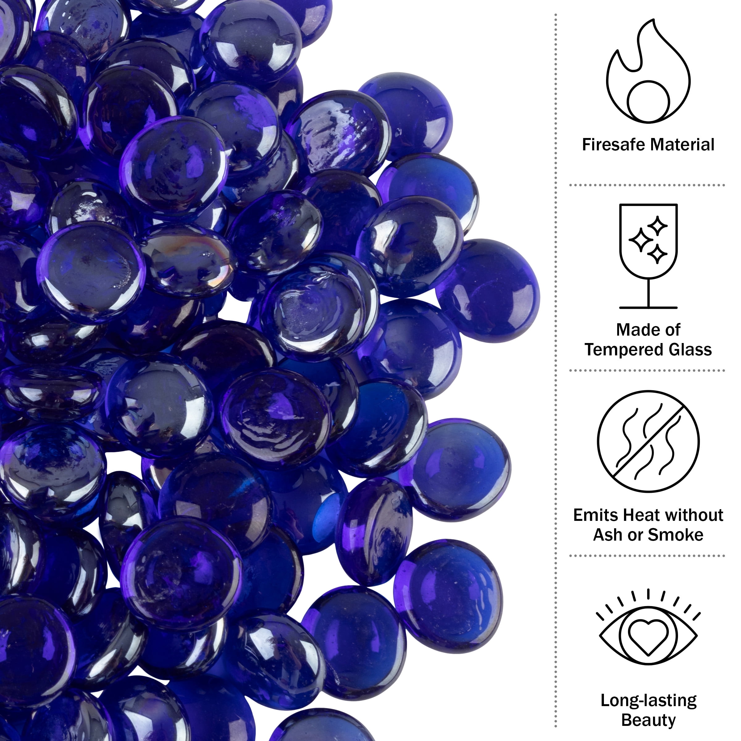 Pure Garden 10lbs Fire Pit Glass - 3/4-Inch Glass Rocks, Cobalt Blue