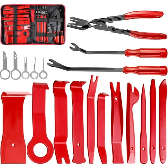 Mechanic Hook and Pick Tool Set & Car Trim Removal Kit with Fastener Clip Pliers Rivet Puller Magnetic Pickup Gasket Scraper NonScratch Plastic Pry Tools for Automotive Repair