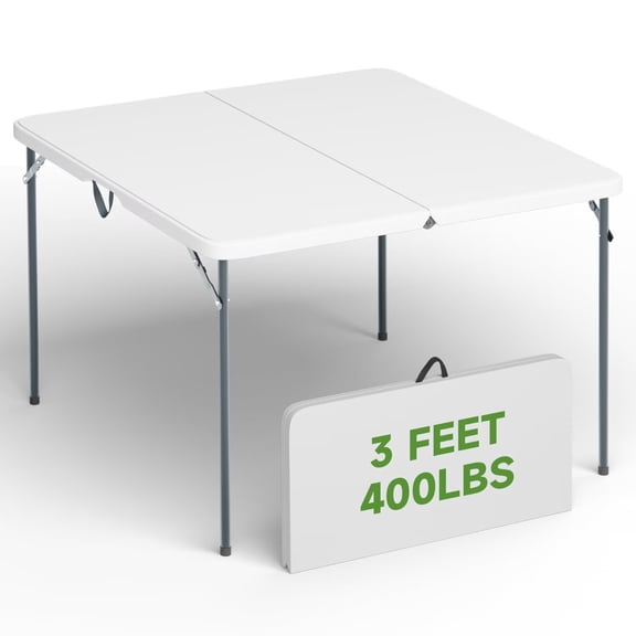 ROYAL CODE 3ft Square Folding Card Table, 400lbs, with Portable Handle, for Dining, Party, Camping