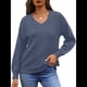 thumbnail image 3 of Suéteres de Punto para Mujer, Otoño, Cuello en V, Larga, Suéter Informal Holgado. Azul Oscuro M, 3 of 5