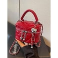 thumbnail image 2 of Wynndora Mini Box Crossbody Bag, red Quilted Metallic Purse with Chain Strap, Top Handle & Heart Charm, Women's Evening Clutch, 2 of 7