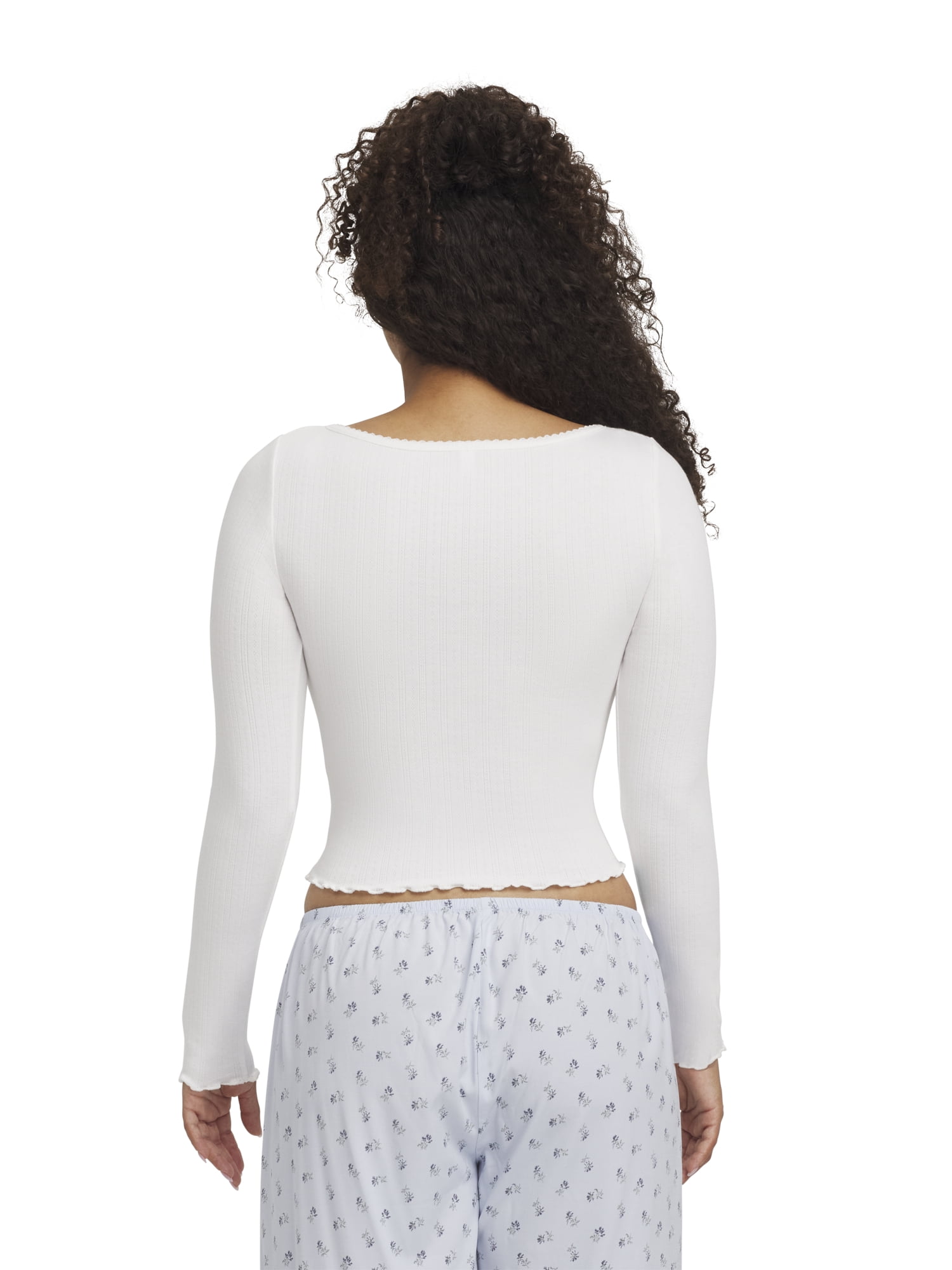 Mills by Millie Bobby Brown Women's Pointelle Crop Long Sleeve Cardigan, Sizes XS-XXXL