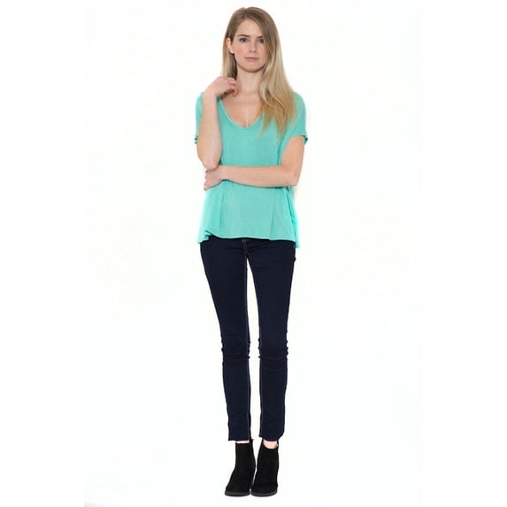 Sassy Apparel Women's V-Neck Drop Shoulder T-Shirt Top